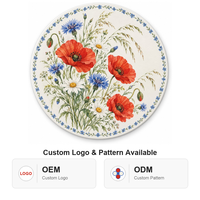 Sous-verre en céramique rond 10,8 cm, motif bouquet de coquelicots, bordure bleue en vigne, impression UV émaillée, base en liège, pour table basse, décoration intérieure, cadeau