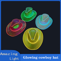 Cappello da Cowgirl Personalizzato con Luci LED Colorate, Portatile, in Plastica, per Adulti, per Capodanno, Compleanni, Feste di Laurea, Bar, Costumi Cosplay