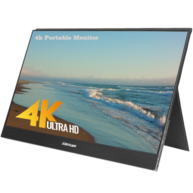 Sibolan Best 4k Portable Gaming Monitor 15.6 Inch USB Type C 3840 X 2160 HDR Ips 5mm Slim for Computer Pc Switch ps4 Pro