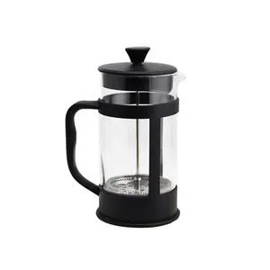 Premium filtration glass coffee maker French press with plastic holder for coffee house