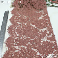 Tissu en dentelle Chantilly rose foncé de 23 cm, dentelle florale Chantilly épaisse, bordure en dentelle cils pour décorations de vêtements féminins