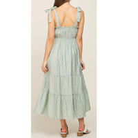 Robe de maternité mi-longue décontractée d'été à nouer aux épaules, à pois, froncée, taille unique pour femmes enceintes