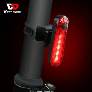 WEST BIKING ไฟท้ายจักรยานเสือหมอบกันน้ำ,อุปกรณ์ไฟท้ายจักรยาน LED MTB ชาร์จ USB