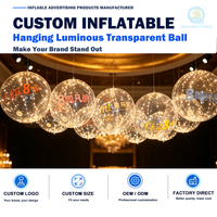 Sphère LED gonflable en PVC personnalisée, boule gonflable transparente avec lumières LED intégrées pour la décoration de plafond de fête, d'événement ou de centre commercial