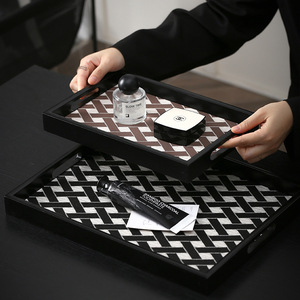 Cao cấp sang trọng da gỗ khay cho hương liệu Nước hoa Mỹ phẩm lưu trữ hình chữ nhật nhà máy Mô hình phòng khách Bàn cà phê - Product Image 5