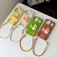 Nouvelle coque de téléphone 3D dessin animé avec bracelet pour iPhone 17 Pro Max 16 15 13, antichoc, grande fenêtre pour appareil photo, coque couple