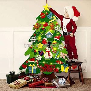 Arbre de Noël en feutre à faire soi-même avec 32 ornements détachables, décorations murales de Noël, kits d'artisanat en feutre pour enfants - Product Image 4