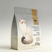 Sac d'emballage plat à fond plat refermable à fermeture éclair étanche à l'humidité en aluminium thermoscellé pour nourriture pour animaux de compagnie, friandises pour chats et chiens