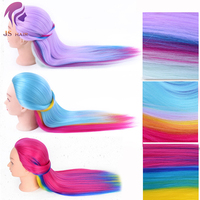 Nouvelle Arrivée Tête de Mannequin d'Entraînement pour Coiffure, Cheveux Longs 100% Synthétiques Yaki Lisses, pour Tressage