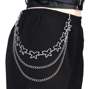 โซ่คาดเอวรูปผีเสื้อ โลหะผสมสังกะสี หลายชั้น สไตล์ฮิปฮอป เครื่องประดับแฟชั่นสำหรับผู้หญิง สวมใส่ได้ทุกวัน - Product Image 1