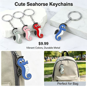 <b>Cute</b> Seahorse Keychains Metal Enamel Cartoon Design 5cm Length Souvenir Accessory custom enamel keychain - Product Image 4