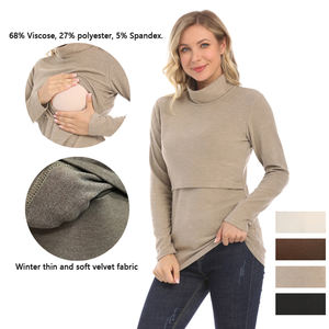 Suéter de Maternidad Nuevo para Invierno 2025, Manga Larga, Cálido, Camiseta de <span class=keywords><strong>Lactancia</strong></span>, Ropa de <span class=keywords><strong>Lactancia</strong></span>, Talla Grande para Mujeres Embarazadas - Product Image 1