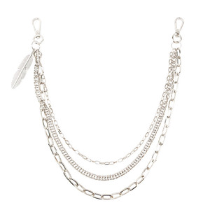 Cadena de cintura de tres capas con colgante de plumas de plata tibetana, accesorio unisex para discoteca - Product Image 5