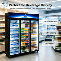 Réfrigérateur Commercial pour Boissons de Supermarché, Vitrine Réfrigérée à Double Porte, Monotempérature, en Alliage d'Aluminium