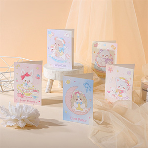 10枚入り 工場卸売 小さな新鮮で創造的な漫画風祝福＆感謝グリーティングカード 転写印刷 光沢ラミネート紙 - Product Image 4