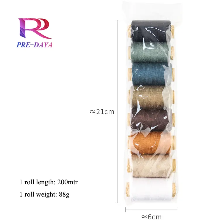 8 видов цветов Набор ниток для вышивки кожи, набор полиэфирных нитей для рукоделия
