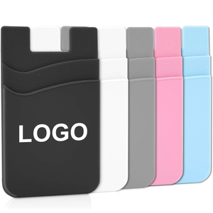 Porte-cartes adhésif personnalisé 0717 avec logo, vente en gros, étui portefeuille en silicone à double couche avec autocollant arrière - Product Image 1
