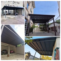 Pergola extérieure SUNTO en métal, abri de voiture isolé avec toit en aluminium pour garage, parking, villa, entrepôt, mur extérieur
