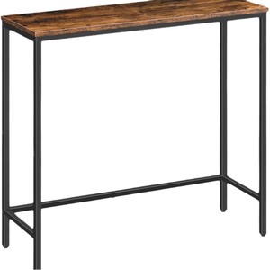 <b>Console</b> Table Wood Top <b>Black</b> Metal Frame Entryway Sofa Shelf Minimalist Design Storage Space Saving Living Room Decor - Product Image 5