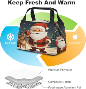Bolsa Térmica Porta Alimentos con Diseño Navideño de Santa Claus, Impermeable y Portátil, para Playa o Escuela, con Logotipo Personalizado, MOQ300, ISO - Product Image 1