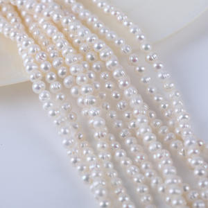 Perlas Naturales de Agua Dulce, Perforadas, 18 cm, Material para Joyería DIY, Cuentas Sueltas de 4-4.5 mm, Blancas y Rosas, Forma Elíptica - Product Image 4