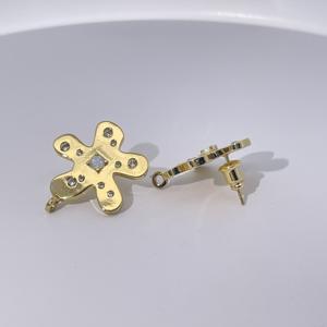 ต่างหูเพชรทรงดอกไม้ Tianyu Gems ชุบทองเหลือง สไตล์ลำลอง สวมใส่ได้ทุกวัน สไตล์คลาสสิกสำหรับผู้หญิง - Product Image 4