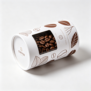 Eco Friendly Round Cylinder Cardboard Box Clear Display Window <b>Paper</b> Tube Coffee Bean <b>Packing</b> For Retail - Product Image 1