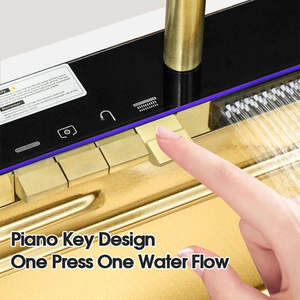 Évier <span class=keywords><strong>de</strong></span> cuisine intelligent moderne avec affichage numérique LED, robinet cascade, en acier inoxydable 304, cuve simple intégrée - Product Image 6