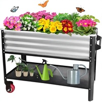 Jardinière surélevée en métal Megawodar, bac à plantes d'extérieur, argent, taille moyenne, pour fleurs, légumes, herbes