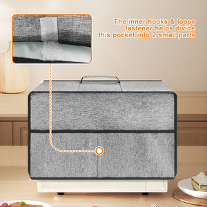 Microwave Oven Dust Cover Gray Fabric Waterproof Kitchen Appliance Protector For Freestanding Use - Product Image 2