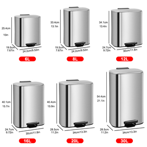 Tempat sampah logam rumah tangga kustom Pedal kaki tempat sampah dapur baja antikarat dengan tutup untuk rumah kantor - Product Image 6