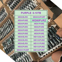 Disque dur violet WD80PURZ 8 To, 3,5 pouces, SATA3 6 Gb/s, 5400 tr/min, 128 Mo, pour NVR 24/7, firmware AllFrame, MTBF, 64 caméras HD