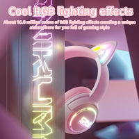 Audífonos Inalámbricos para Juegos ONIKUMA GT838, Tres Modos, RGB, Orejas de Gato, 2.4G, BT, Cableados, 3 en 1, con Micrófono para Juegos, Gran Venta