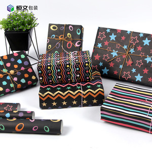Hengwen Holiday Black Striped Gift Wrapping Paper For Birthday Craft DIY Book Cover Wholesale Available - Product Image 1
