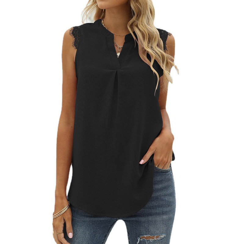 Blusa informal de chifón sin mangas para verano, camisa a la moda para mujer