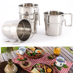 Juego de 4 Tazas de Café Plegables de Acero Inoxidable de 300 ml para Acampar, Viajar y Hacer Senderismo al Aire Libre - Product Image 4