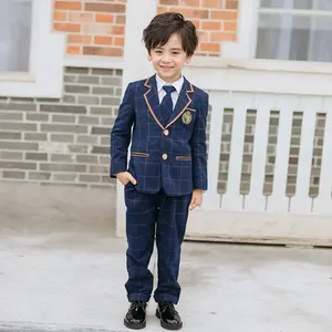 200sets Custom Kids School Uniform Designs Plaid School Blazer+pleated Skirt/pants Primary School Uniforms