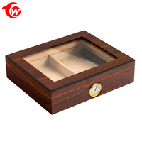 Humidor à cigares en bois de cèdre noir avec grille, nouveau design personnalisé avec hygromètre numérique, boîte à cigares HU-004