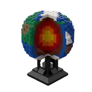GoldMoc 3/4地球モデルDiyレンガおもちゃMOC-174275地球層キッズ教育ビルディングブロックおもちゃ