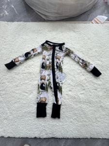 Gizemli Kutu Bebek Bambu Pijama İlkbahar Hayvan Desenli Toptan Batı Tarzı Kısa Kollu Rastgele Beden ve Renk Fermuarlı Çocuklar İçin - Product Image 6