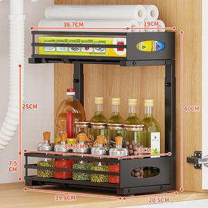 Organizador Deslizante para Debajo del Fregadero con Rodamientos de Bolas Suaves, 2 Niveles, Altura Expandible, Cajón Extraíble, Organizadores para Gabinetes de Cocina y Baño - Product Image 6