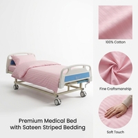 Ensemble de draps de lit d'hôpital antistatiques et ignifuges - 100% coton, draps plats et ajustés cousus, 250 fils au pouce carré, pour salle chirurgicale