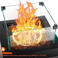 Brasero portable au propane de 156 pouces, design moderne pour table, avec foyer sans fumée à montage latéral et verre