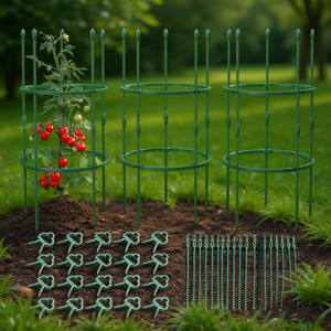 Paquete de 3 soportes para plantas de jardín, color verde, de 40 pulgadas, con clips y accesorios de ataduras - Product Image 2