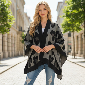 Stylish Color Block Fringe <b>Poncho</b> <b>Wrap</b> for Women Open Front Striped Shawl Casual Layering Cape - Product Image 2