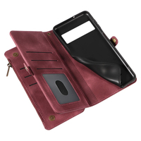 Étui portefeuille en cuir PU pour Google Pixel 6 Pro, 9 emplacements pour cartes + poche zippée pour pièces de monnaie, support intégré, blocage RFID, protection 360° °   Protection