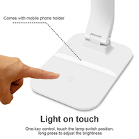 Lampe de table LED rechargeable moderne GL-8082DC avec commande tactile et support pour téléphone, en ABS, pour tête de lit, chambre et bureau