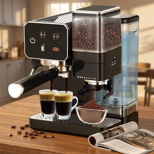 Cafetera Eléctrica Semiautomática Black Bean con Molinillo, 20 Bares de Presión, Tanque de Agua de 1.8L, Portafiltro Doble, Acero Inoxidable - Product Image 1
