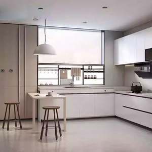 Cuisine modulaire en bois de conception italienne sur mesure en Chine, ensemble complet, plan de travail en marbre artificiel, évier en acrylique, tiroir - Product Image 2