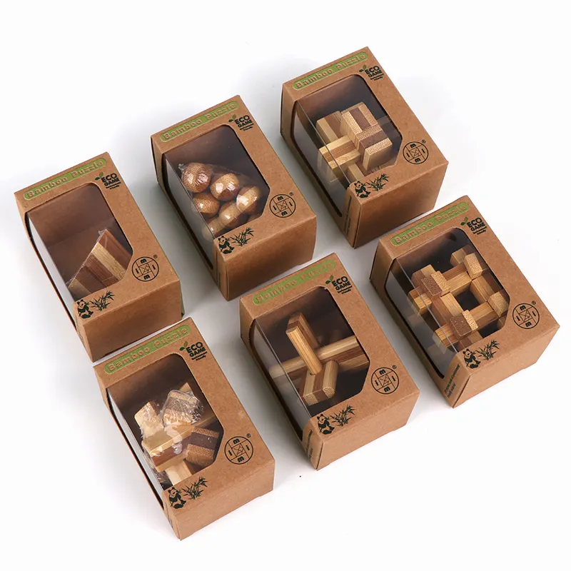 竹3DパズルカラフルなIQブレインティーザー4.5cmインテリジェンスゲームと子供と大人のためのおもちゃ